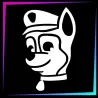 Plantilla para tatuajes temporales cara perro policía 6 cm alto