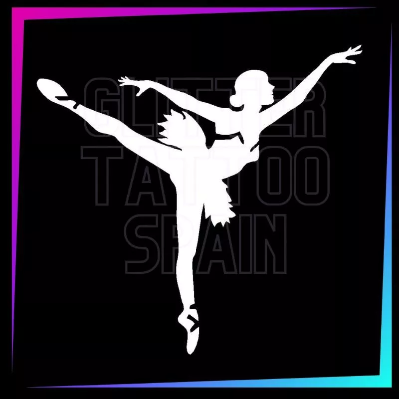 Ballet dancer tutu temporary tattoo stencil 7 cm tall