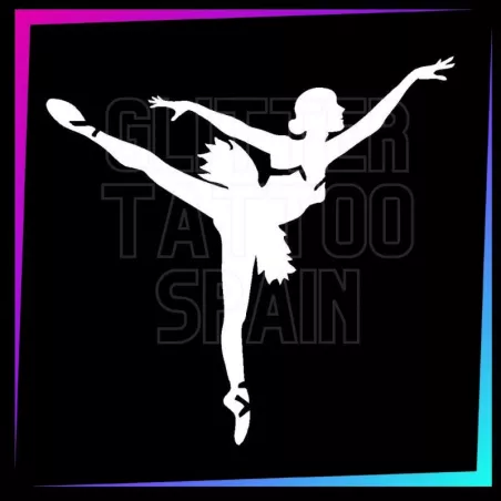Ballet dancer tutu temporary tattoo stencil 7 cm tall