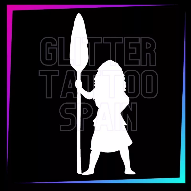 Plantilla Vaiana - Moana – Tatuaje temporal para fiestas infantiles 9 cm | Glitter Tattoo Spain