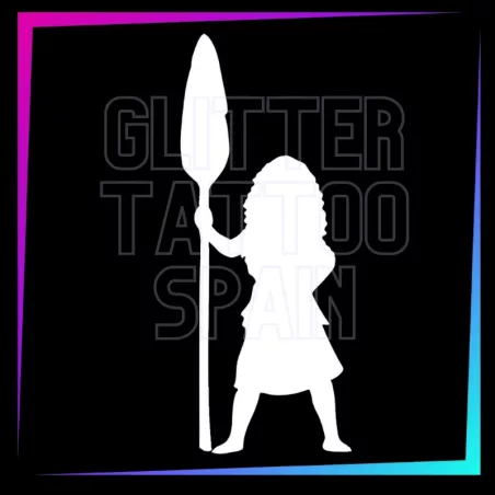 Plantilla Vaiana - Moana – Tatuaje temporal para fiestas infantiles 9 cm | Glitter Tattoo Spain