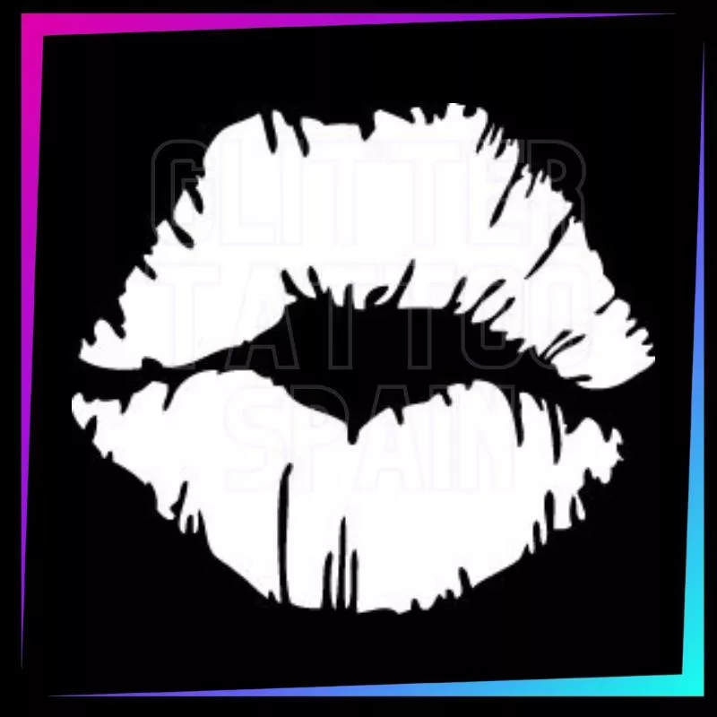 Big kiss temporary tattoo stencil 5 x 5.5 cm