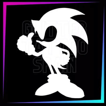 Sonic temporary tattoo stencil 8 cm tall