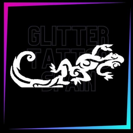 Large Tribal Lizard Stencil (18.5 cm x 10 cm) for temporary tattoos.
