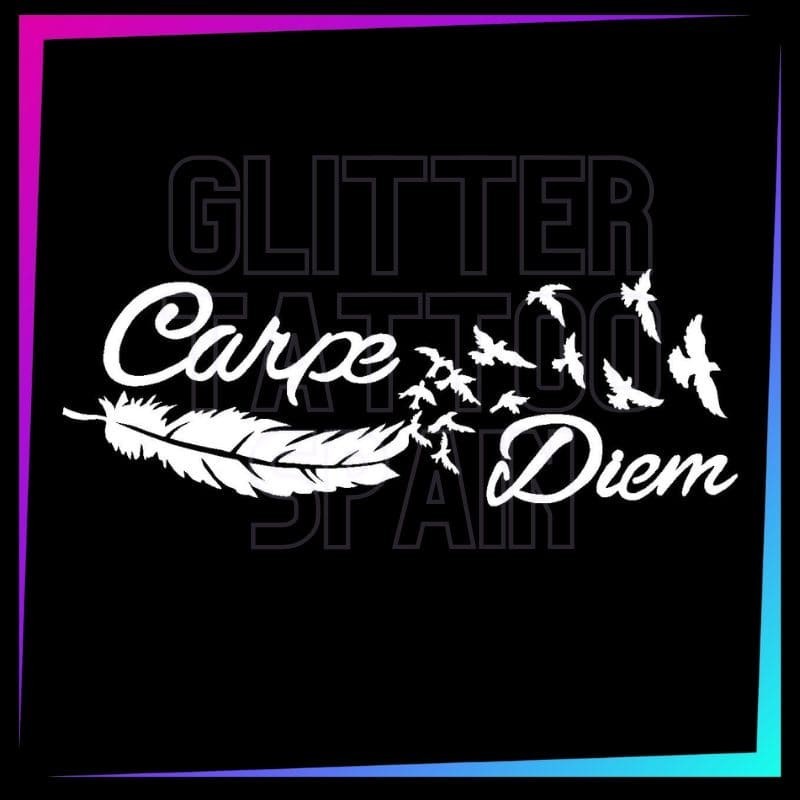 Carpe Diem temporary tattoo stencil 7.5 cm long