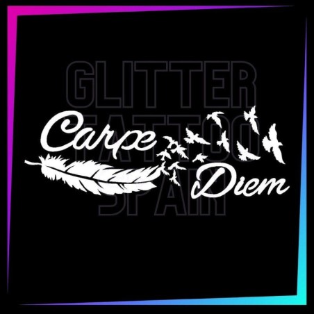 Carpe Diem temporary tattoo stencil 7.5 cm long
