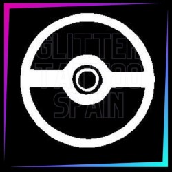 Pokeball temporary tattoo stencil 3 - 5.5 cm tall