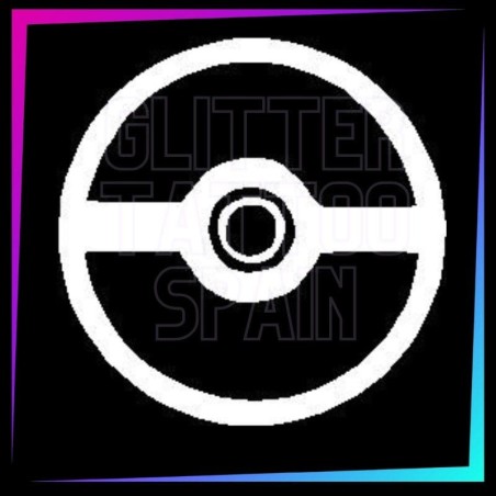 Pokeball temporary tattoo stencil 3 - 5.5 cm tall