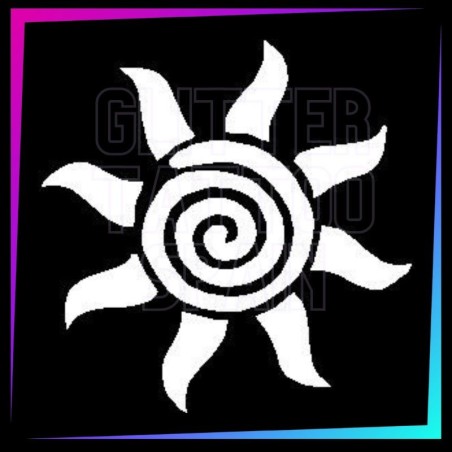 Spiral sun temporary tattoo stencil 6 cm tall