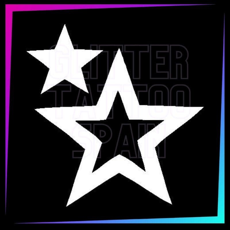2 stars temporary tattoo stencil 5 cm tall
