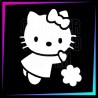 Kitty flower temporary tattoo stencil 7 cm tall