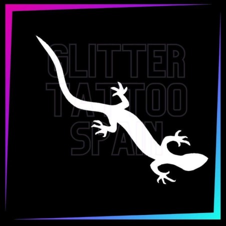 Geko temporary tattoo stencil 6 cm long
