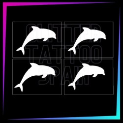 4 in 1 dolphins temporary tattoo stencil 6.5 cm tall