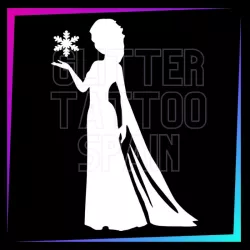 Plantilla Elsa – Tatuaje temporal para fiestas infantiles 6,5 cm | Glitter Tattoo Spain