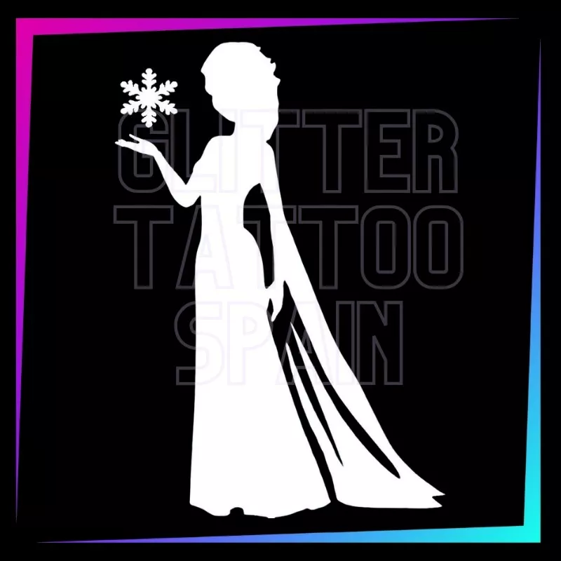 Plantilla Elsa – Tatuaje temporal para fiestas infantiles 6,5 cm | Glitter Tattoo Spain