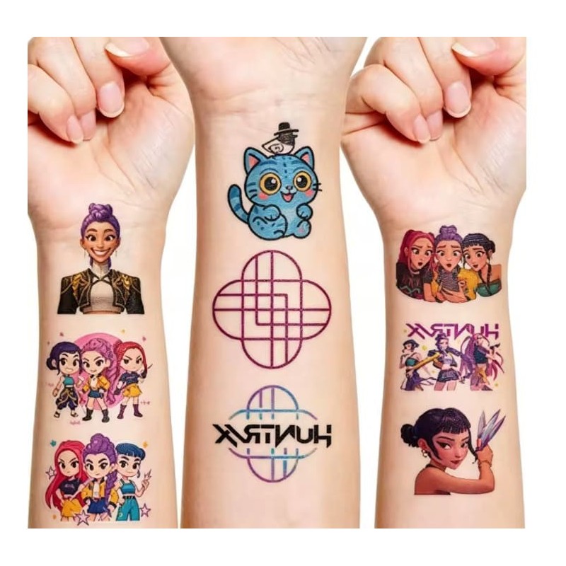 20 tatouages temporaires K-Pop Demon Hunters de 5 x 5 cm pour enfants et adolescents.