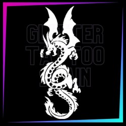 Pochoir Dragon Chinois de 13,5 cm pour tatouages temporaires à paillettes, aérographe et maquillage corporel.