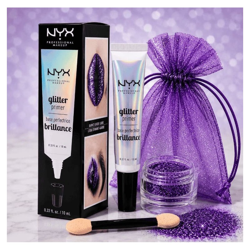 Kit Festival NYX avec paillette biodégradable Pourpre Magique et Glitter Primer