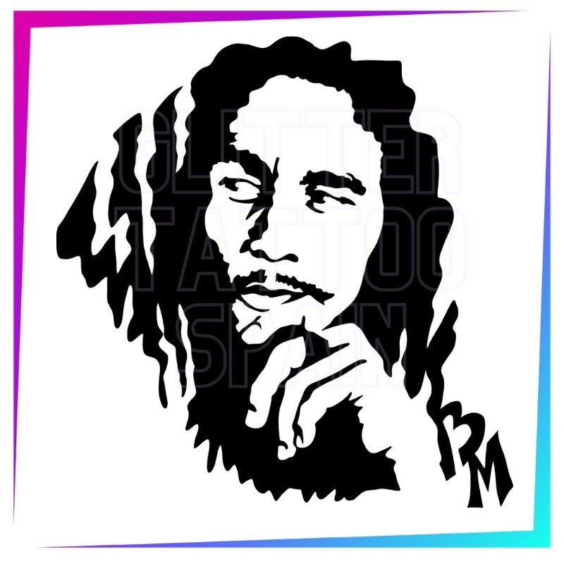 Pochoir pour tatouage temporaire Bob Marley 8 cm de hauteur