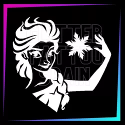 Plantilla Elsa – Tatuaje temporal para fiestas infantiles 6,5 cm | Glitter Tattoo Spain