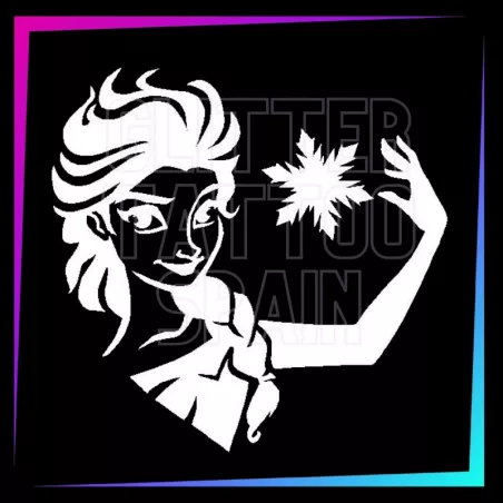 Plantilla Elsa – Tatuaje temporal para fiestas infantiles 6,5 cm | Glitter Tattoo Spain