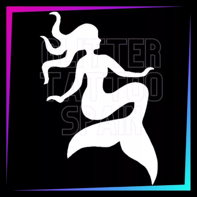 Plantilla Sirena – Tatuaje temporal para fiestas infantiles 8cm | Glitter Tattoo Spain