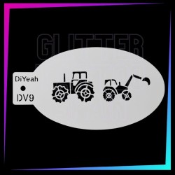 9 Plantillas para Aerógrafo de Vehículos y Tractores 12 x 7,5 cm | Glitter Tattoo Spain