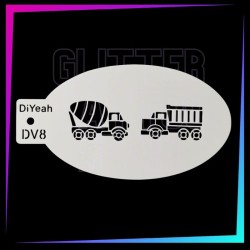 9 Plantillas para Aerógrafo de Vehículos y Tractores 12 x 7,5 cm | Glitter Tattoo Spain