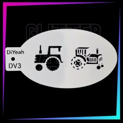 9 Plantillas para Aerógrafo de Vehículos y Tractores 12 x 7,5 cm | Glitter Tattoo Spain