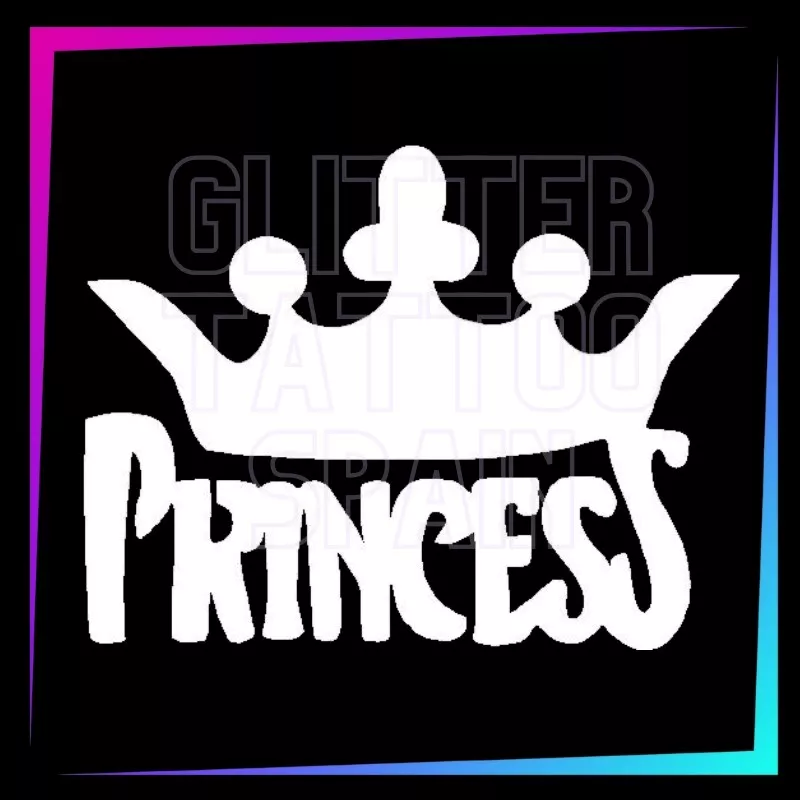 Plantilla Princess – Tatuaje temporal para fiestas infantiles 5,8 cm | Glitter Tattoo Spain