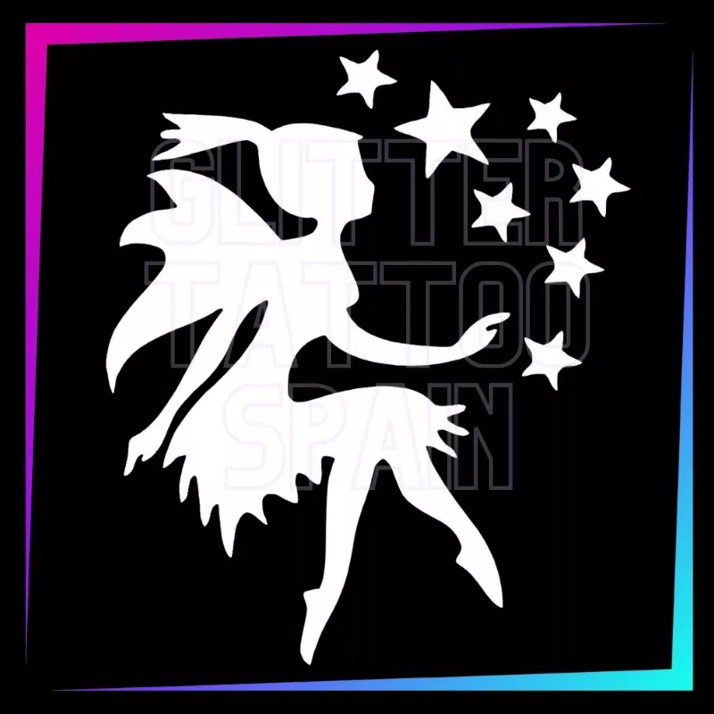 Plantilla Hada con estrellas – Tatuaje temporal para fiestas infantiles 7,5 cm | Glitter Tattoo Spain