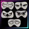 Pack de 5 plantillas antifaz de fantasía para face painting y aerografía de 20 x 12 cm