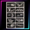 Pack de 10 plantillas Trendy Low Cost para tatuajes temporales de purpurina, pintura corporal y aerógrafo.