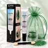 Kit Festival Magia Esmeralda con purpurina biodegradable verde, NYX Glitter Primer, aplicador y bolsa de organza.