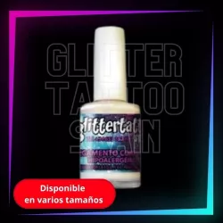 Hypoallergenic body adhesive for temporary tattoos, water resistant and safe for sensitive skin.