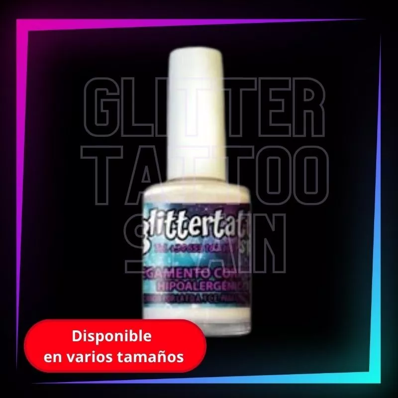 Cola corporal hipoalergénica para tatuajes temporales, resistente al agua y segura para pieles sensibles.