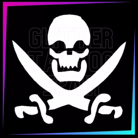 Skull and Swords Stencil | Halloween Temporary Tattoo | Glitter Tattoo Spain