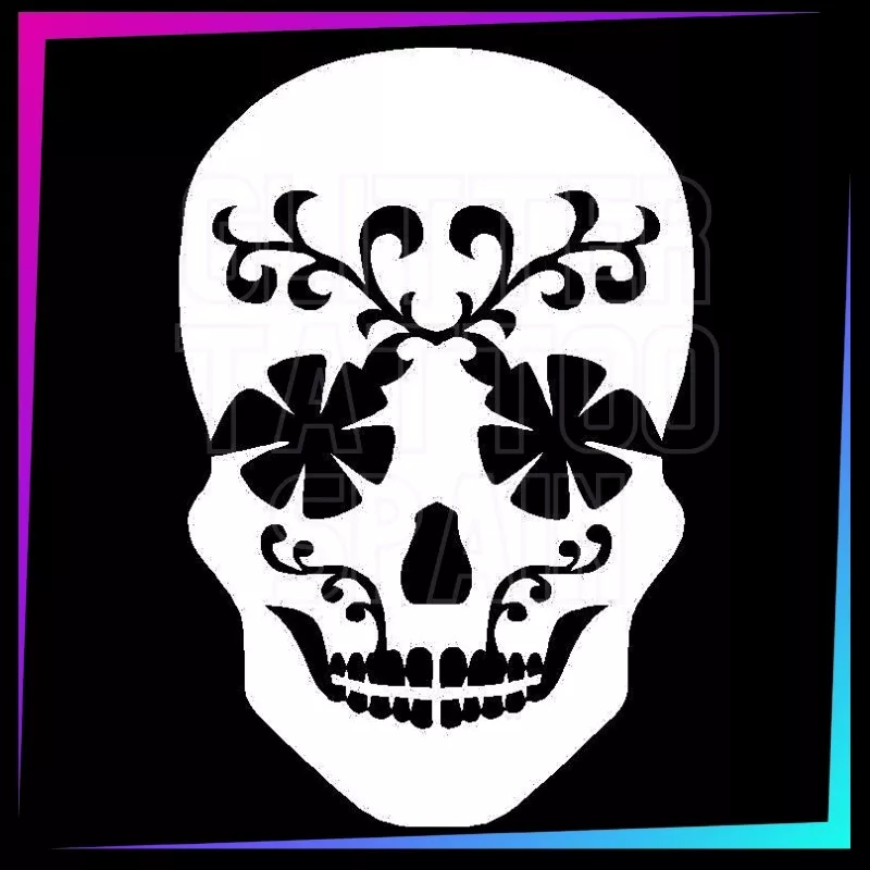 Mexican Skull 1 Stencil | Halloween Temporary Tattoo | Glitter Tattoo Spain