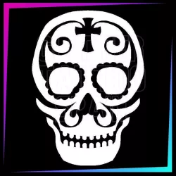 Mexican Skull 2 Stencil | Halloween Temporary Tattoo | Glitter Tattoo Spain
