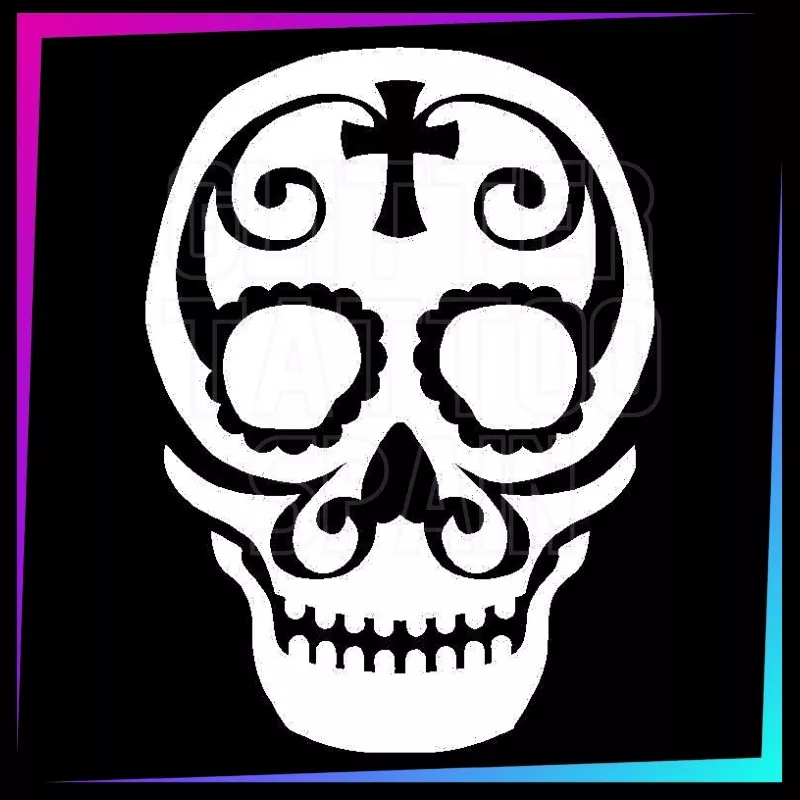 Plantilla Calavera Mexicana 2 | Tatuaje Temporal Halloween | Glitter Tattoo Spain