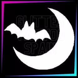 Moon with Bat Stencil | Halloween Temporary Tattoo | Glitter Tattoo Spain