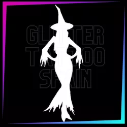 Modern Witch Stencil | Halloween Temporary Tattoo | Glitter Tattoo Spain
