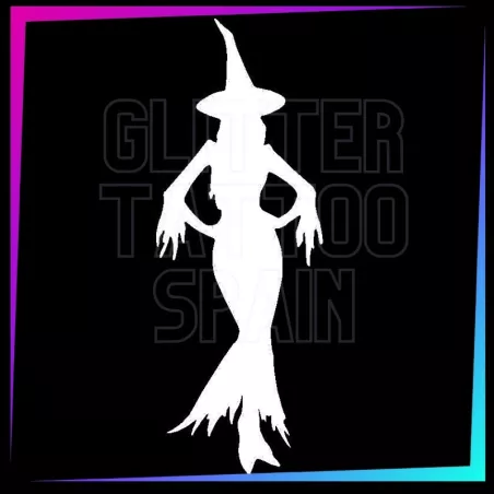Modern Witch Stencil | Halloween Temporary Tattoo | Glitter Tattoo Spain