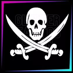 Pochoir Tête de Mort avec Sabres | Tatouage Temporaire Halloween | Glitter Tattoo Spain