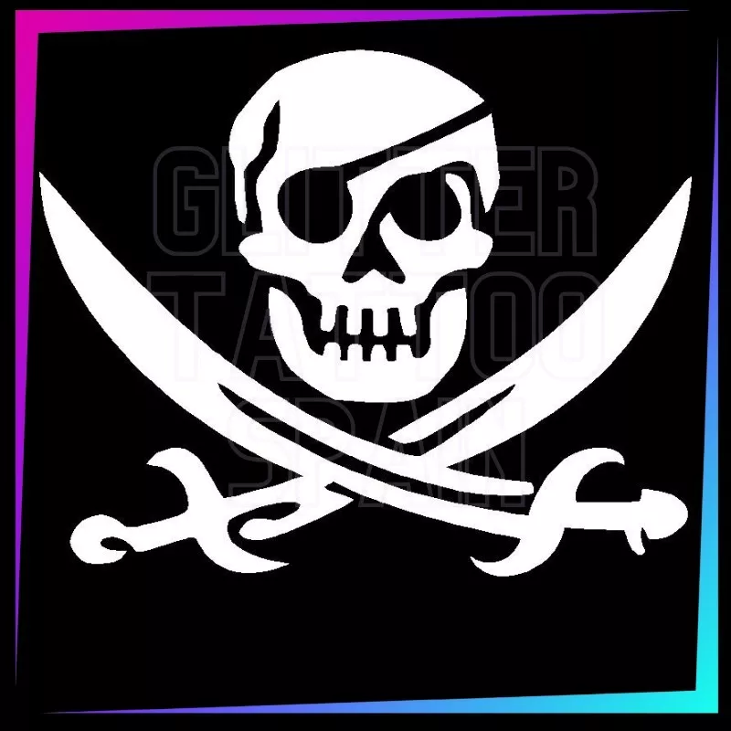 Pirate Skull Stencil | Halloween Temporary Tattoo | Glitter Tattoo Spain