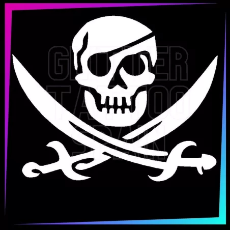 Plantilla Calavera Pirata | Tatuaje Temporal Halloween | Glitter Tattoo Spain